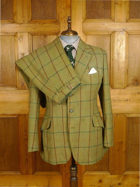 25/0916 superb vintage campbell's of beauly heavyweight green wp check tweed shooting suit 43 regular
