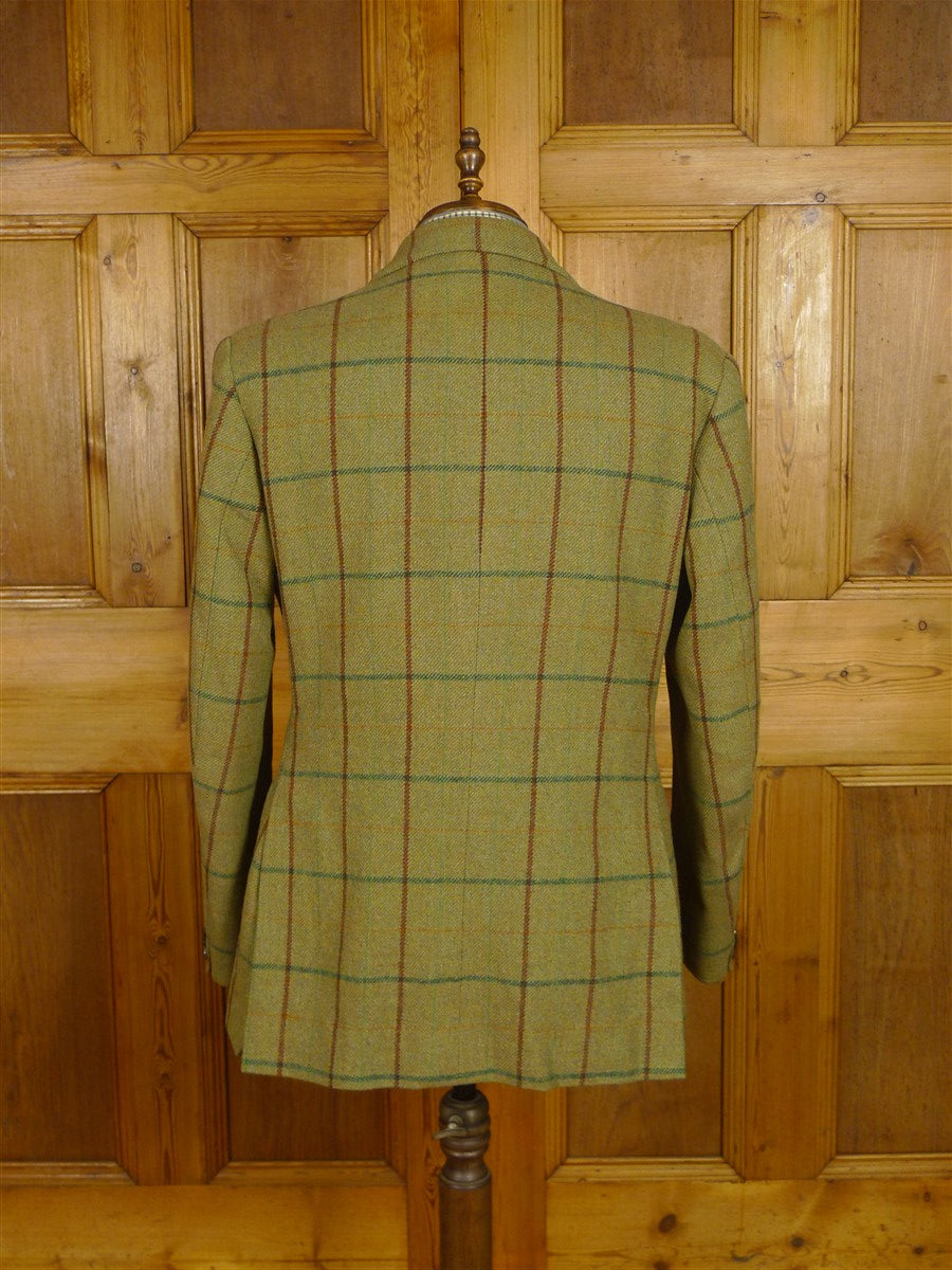 25/0916 superb vintage campbell's of beauly heavyweight green wp check tweed shooting suit 43 regular