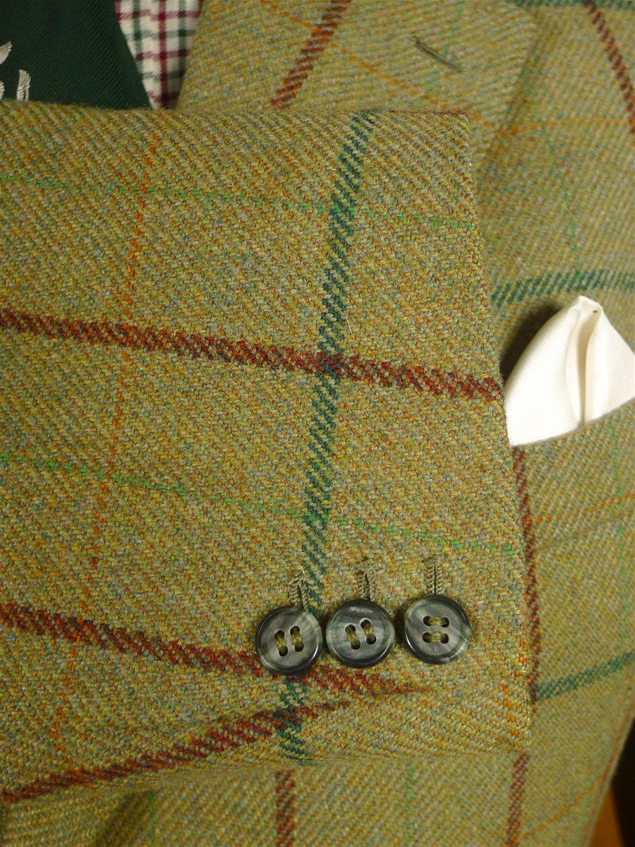 25/0916 superb vintage campbell's of beauly heavyweight green wp check tweed shooting suit 43 regular