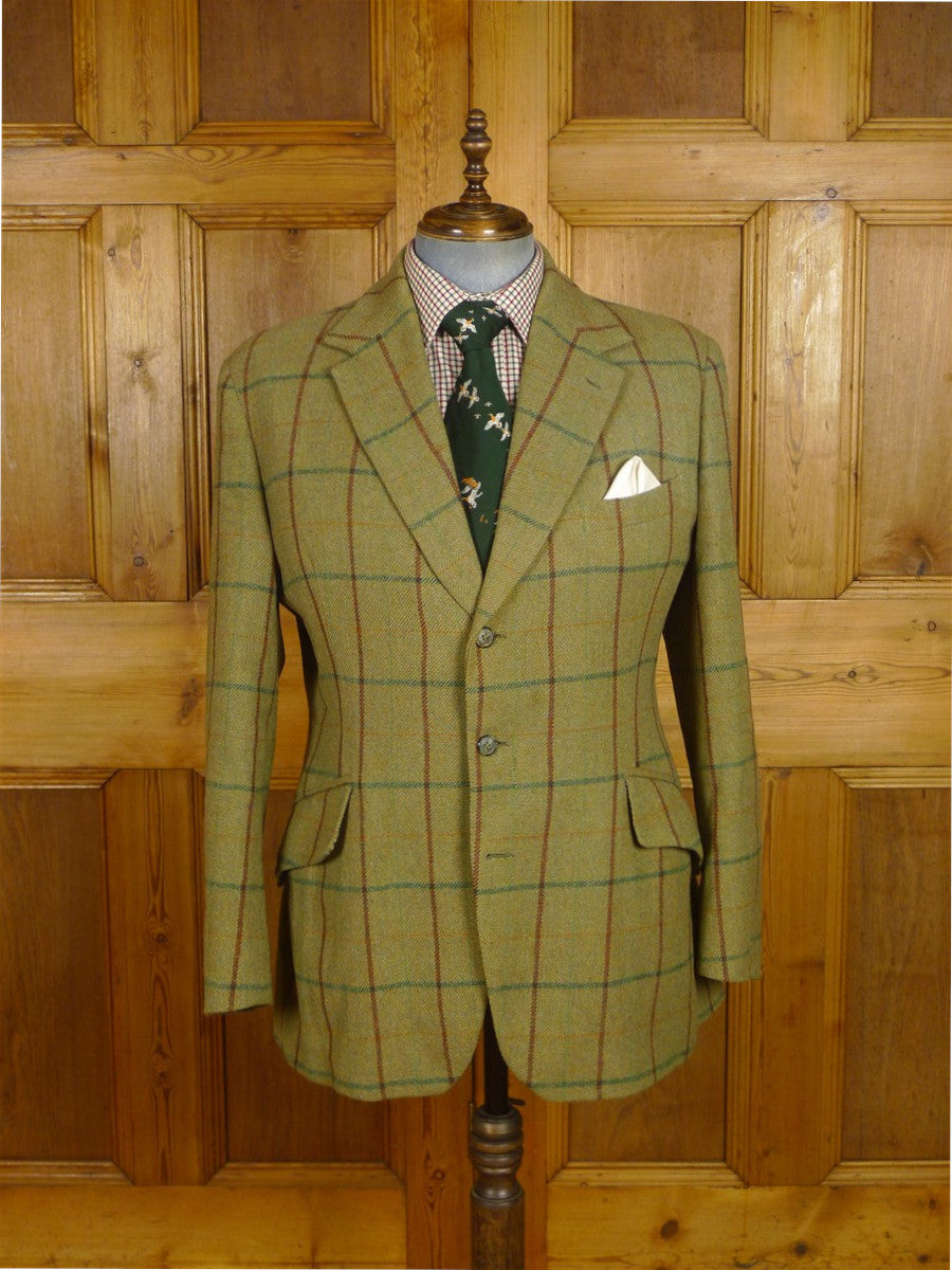 25/0916 superb vintage campbell's of beauly heavyweight green wp check tweed shooting suit 43 regular