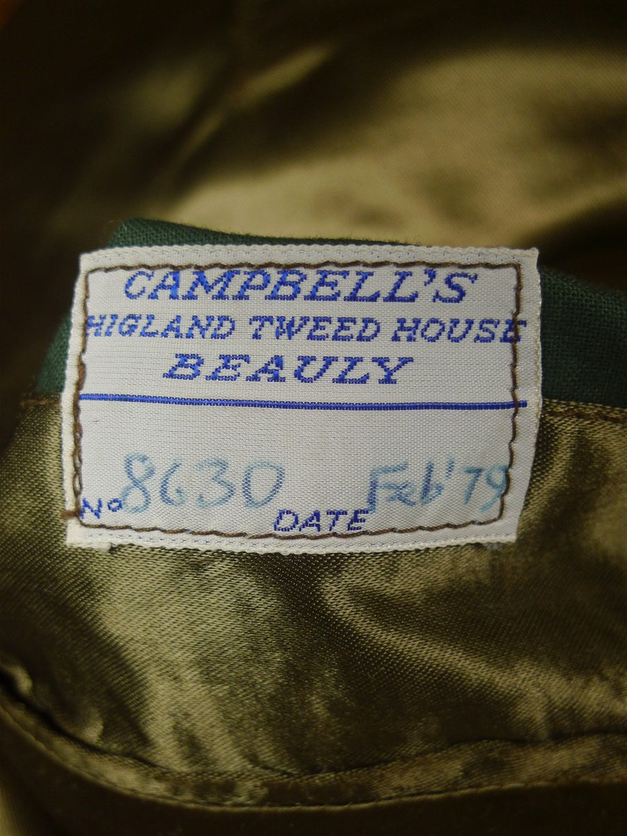 25/0916 superb vintage campbell's of beauly heavyweight green wp check tweed shooting suit 43 regular