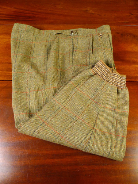 25/0908 vintage savile row bespoke heavyweight green wp check tweed shooting breeks 38-42