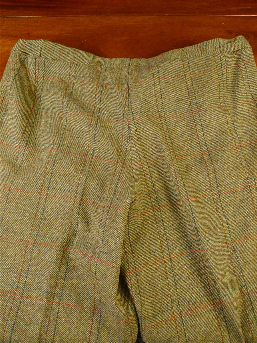 25/0908 vintage savile row bespoke heavyweight green wp check tweed shooting breeks 38-42