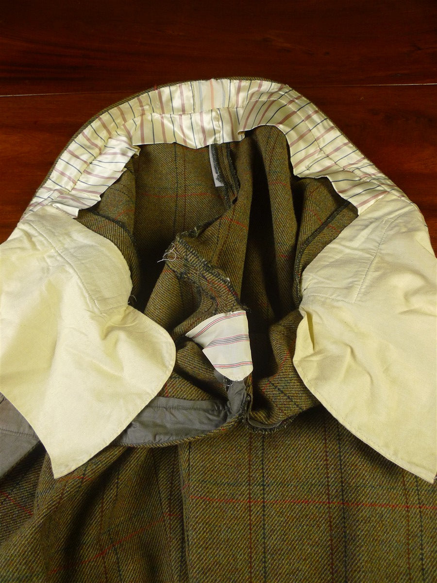25/0908 vintage savile row bespoke heavyweight green wp check tweed shooting breeks 38-42