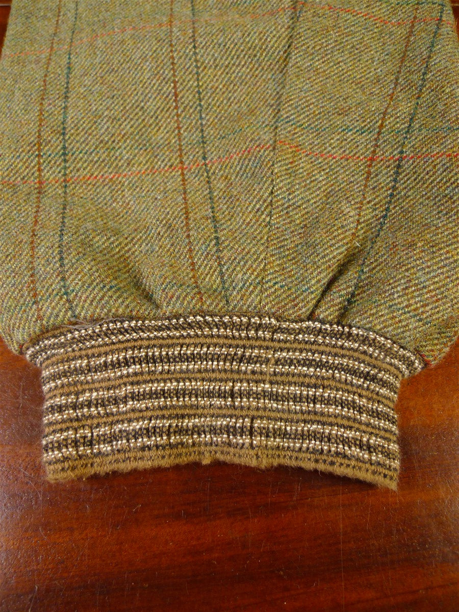 25/0908 vintage savile row bespoke heavyweight green wp check tweed shooting breeks 38-42