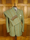 25/0918 exceptional vintage savile row bespoke green / amber wp check heavyweight tweed suit plus matching shooting breeks 44 regular