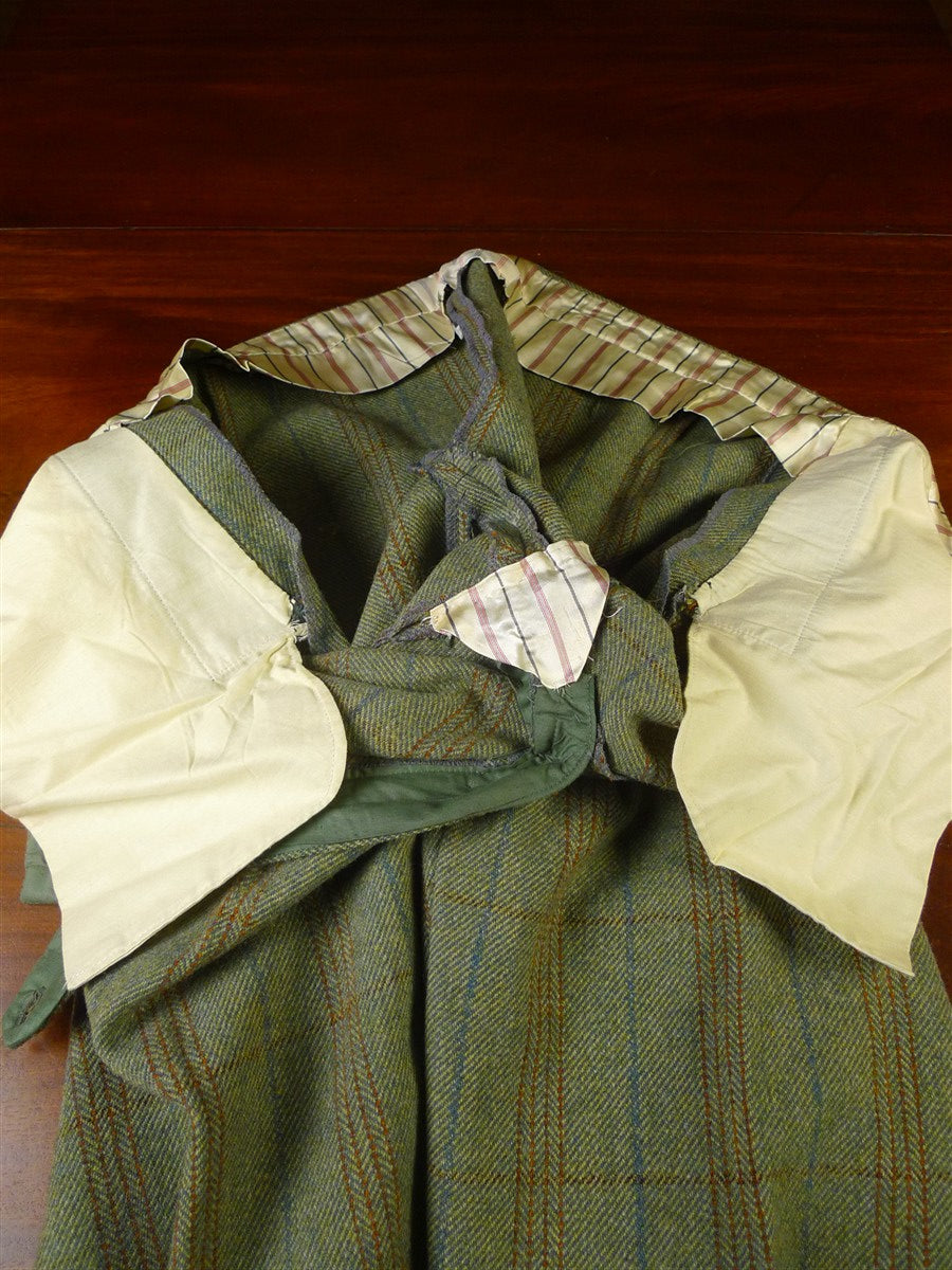 25/0918 exceptional vintage savile row bespoke green / amber wp check heavyweight tweed suit plus matching shooting breeks 44 regular