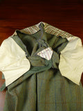 25/0918 exceptional vintage savile row bespoke green / amber wp check heavyweight tweed suit plus matching shooting breeks 44 regular