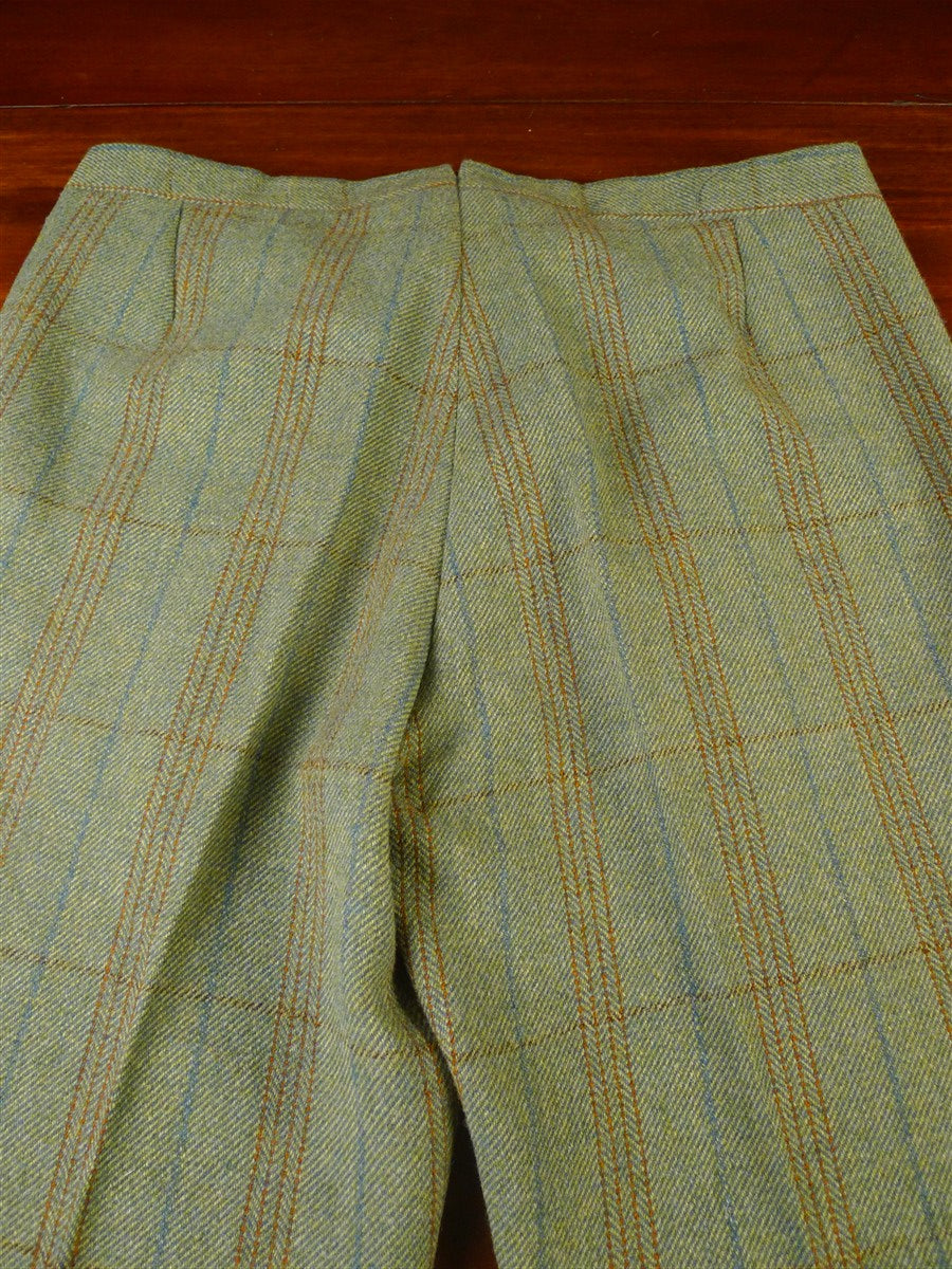 25/0918 exceptional vintage savile row bespoke green / amber wp check heavyweight tweed suit plus matching shooting breeks 44 regular