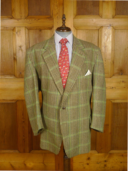25/0910 immaculate vintage p&j haggart green / brown sporting check tweed jacket 54 regular