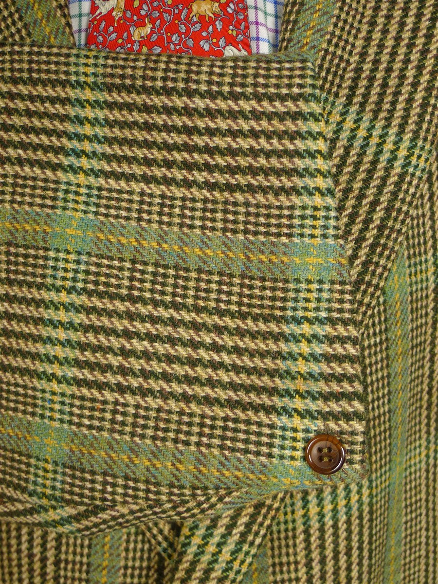 25/0910 immaculate vintage p&j haggart green / brown sporting check tweed jacket 54 regular