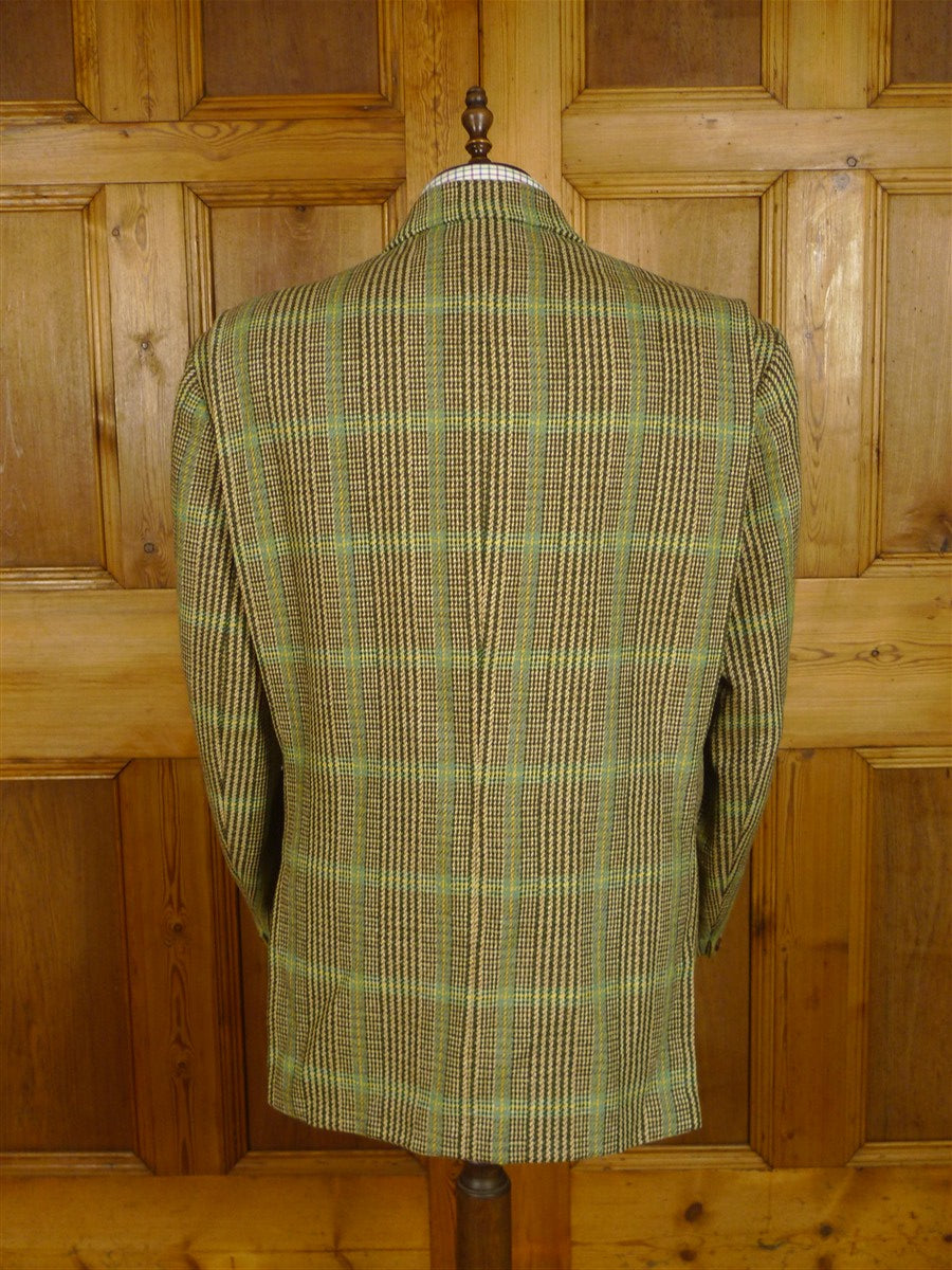 25/0910 immaculate vintage p&j haggart green / brown sporting check tweed jacket 54 regular