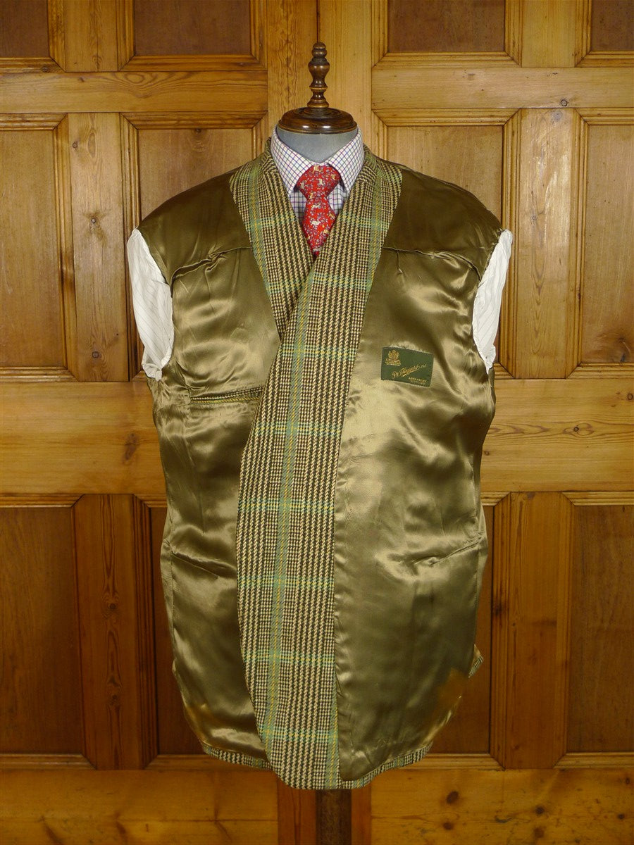 25/0910 immaculate vintage p&j haggart green / brown sporting check tweed jacket 54 regular