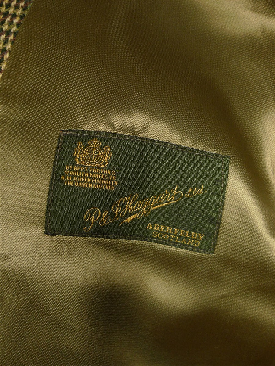 25/0910 immaculate vintage p&j haggart green / brown sporting check tweed jacket 54 regular