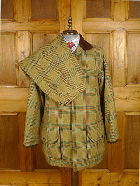 25/0919 fabulous vintage british green wp check tweed shooting coat suit 44-45 regular