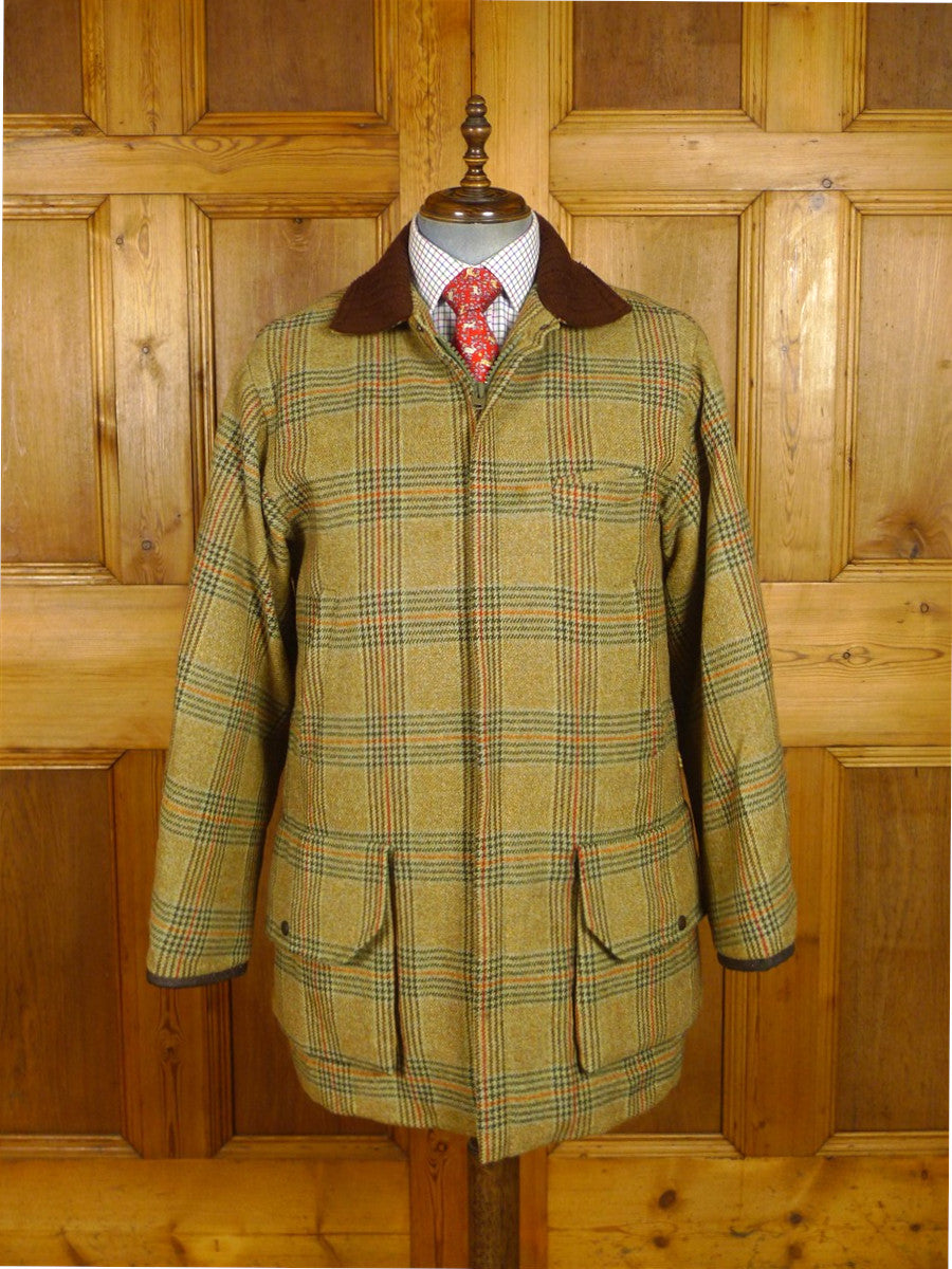 25/0919 fabulous vintage british green wp check tweed shooting coat suit 44-45 regular