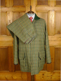 25/0920 fabulous vintage british green wp check tweed shooting coat suit 48 regular