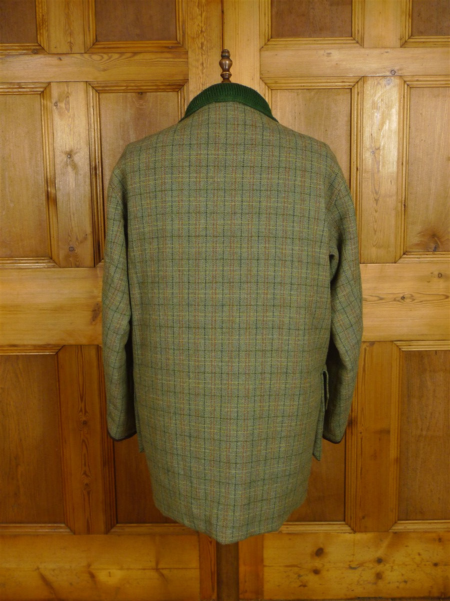 25/0920 fabulous vintage british green wp check tweed shooting coat suit 48 regular