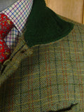 25/0920 fabulous vintage british green wp check tweed shooting coat suit 48 regular