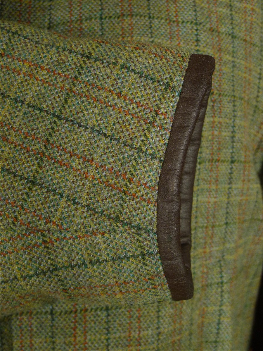 25/0920 fabulous vintage british green wp check tweed shooting coat suit 48 regular