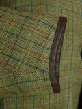 25/0920 fabulous vintage british green wp check tweed shooting coat suit 48 regular