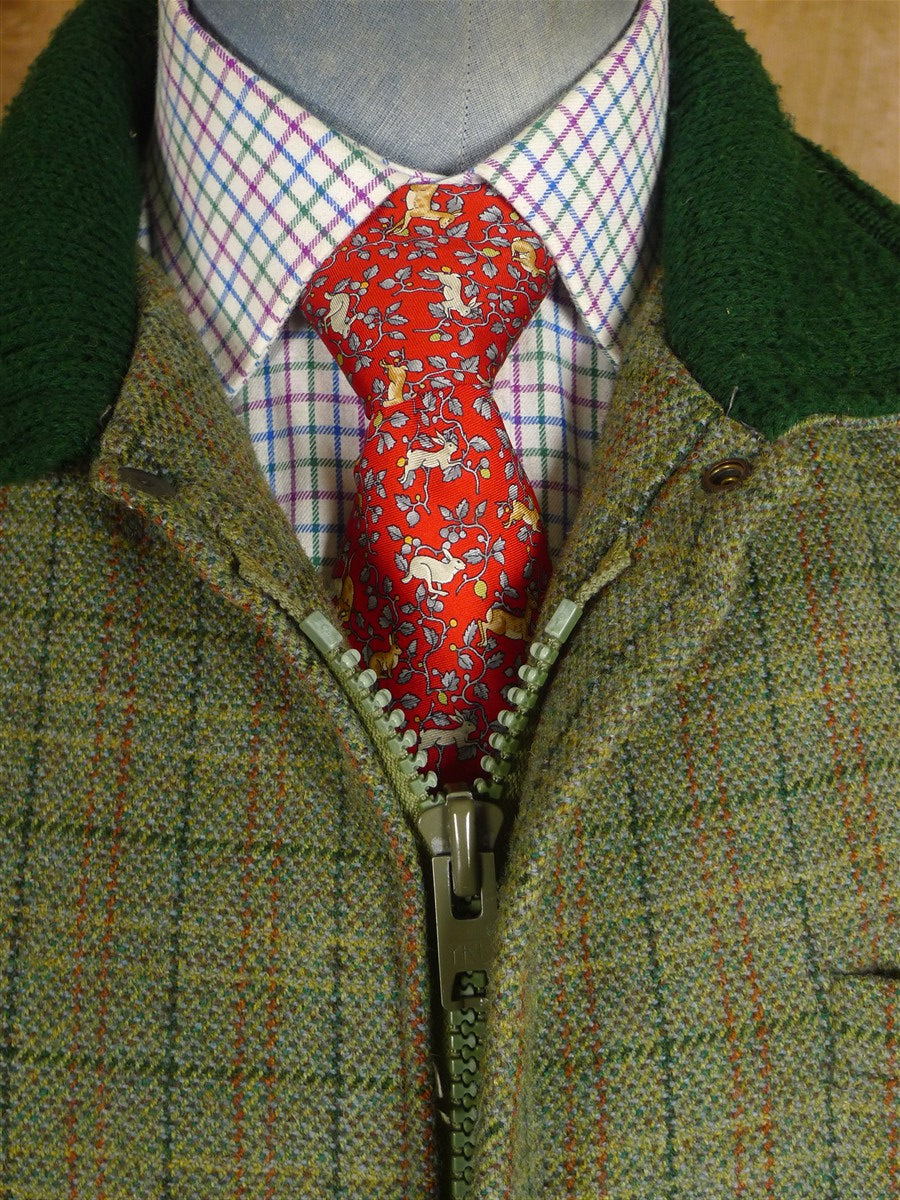 25/0920 fabulous vintage british green wp check tweed shooting coat suit 48 regular