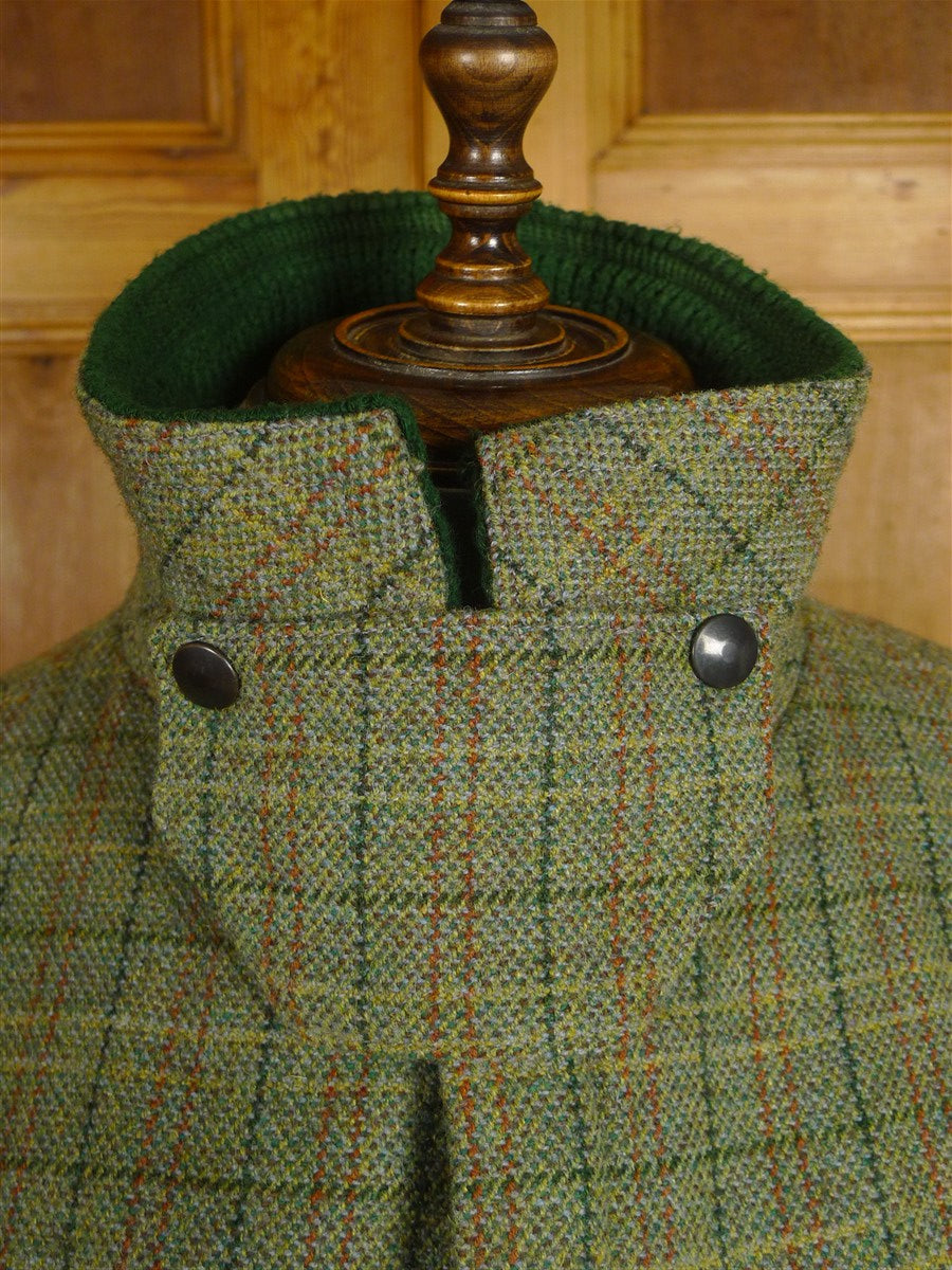25/0920 fabulous vintage british green wp check tweed shooting coat suit 48 regular