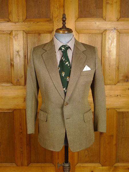 25/0911 vintage henry poole savile row bespoke brown barleycorn weave sports jacket blazer 38 short