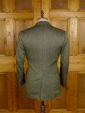 25/0912 vintage henry poole savile row bespoke brown green herringbone check wool & silk sports jacket blazer 38 short