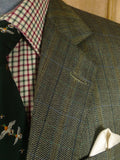 25/0912 vintage henry poole savile row bespoke brown green herringbone check wool & silk sports jacket blazer 38 short