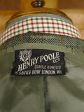 25/0912 vintage henry poole savile row bespoke brown green herringbone check wool & silk sports jacket blazer 38 short