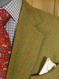 25/0917 immaculate vintage heavyweight green wp check scottish tweed suit 40 short to regular