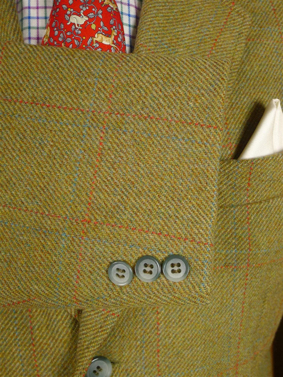 25/0917 immaculate vintage heavyweight green wp check scottish tweed suit 40 short to regular