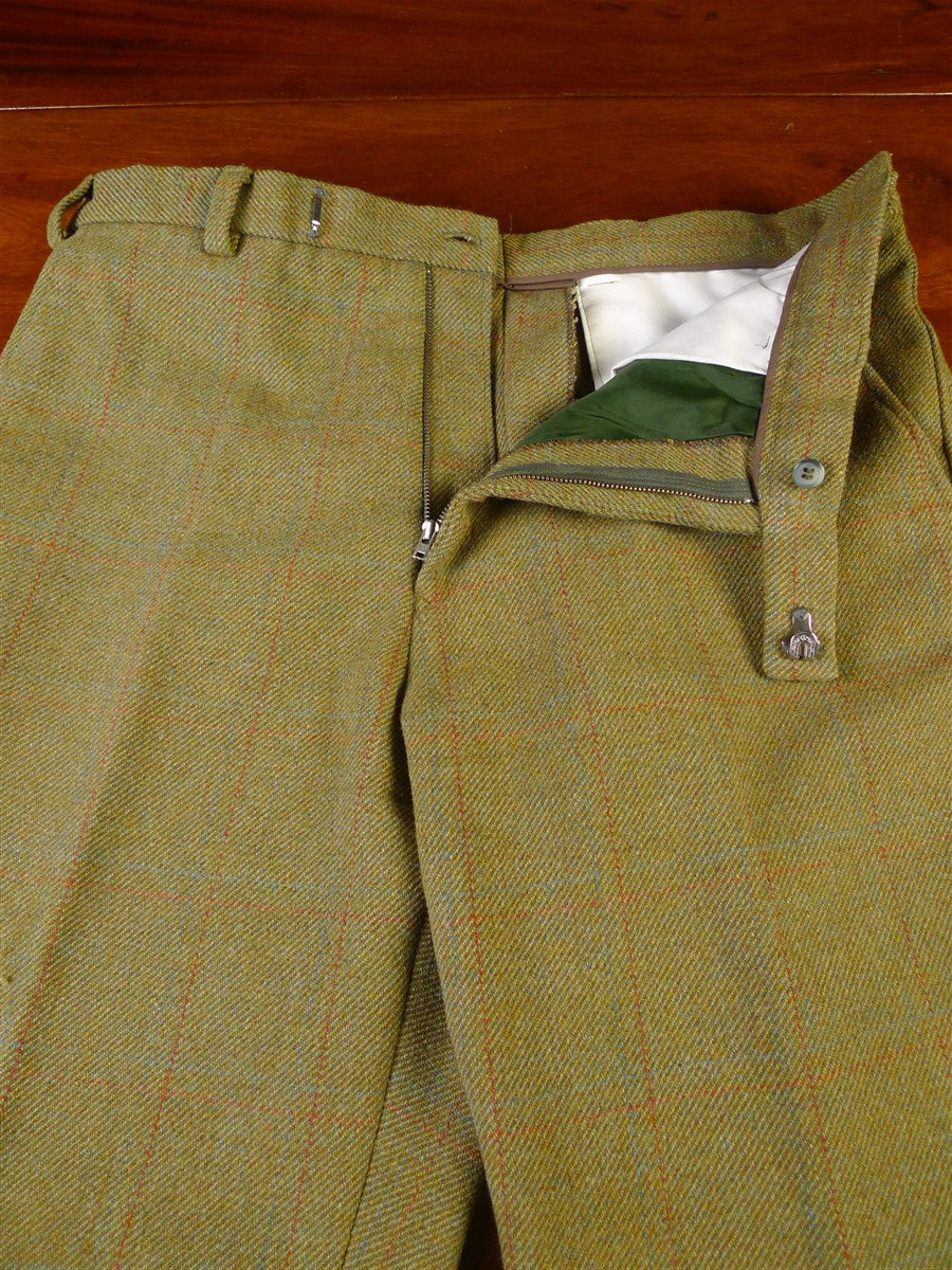 25/0917 immaculate vintage heavyweight green wp check scottish tweed suit 40 short to regular