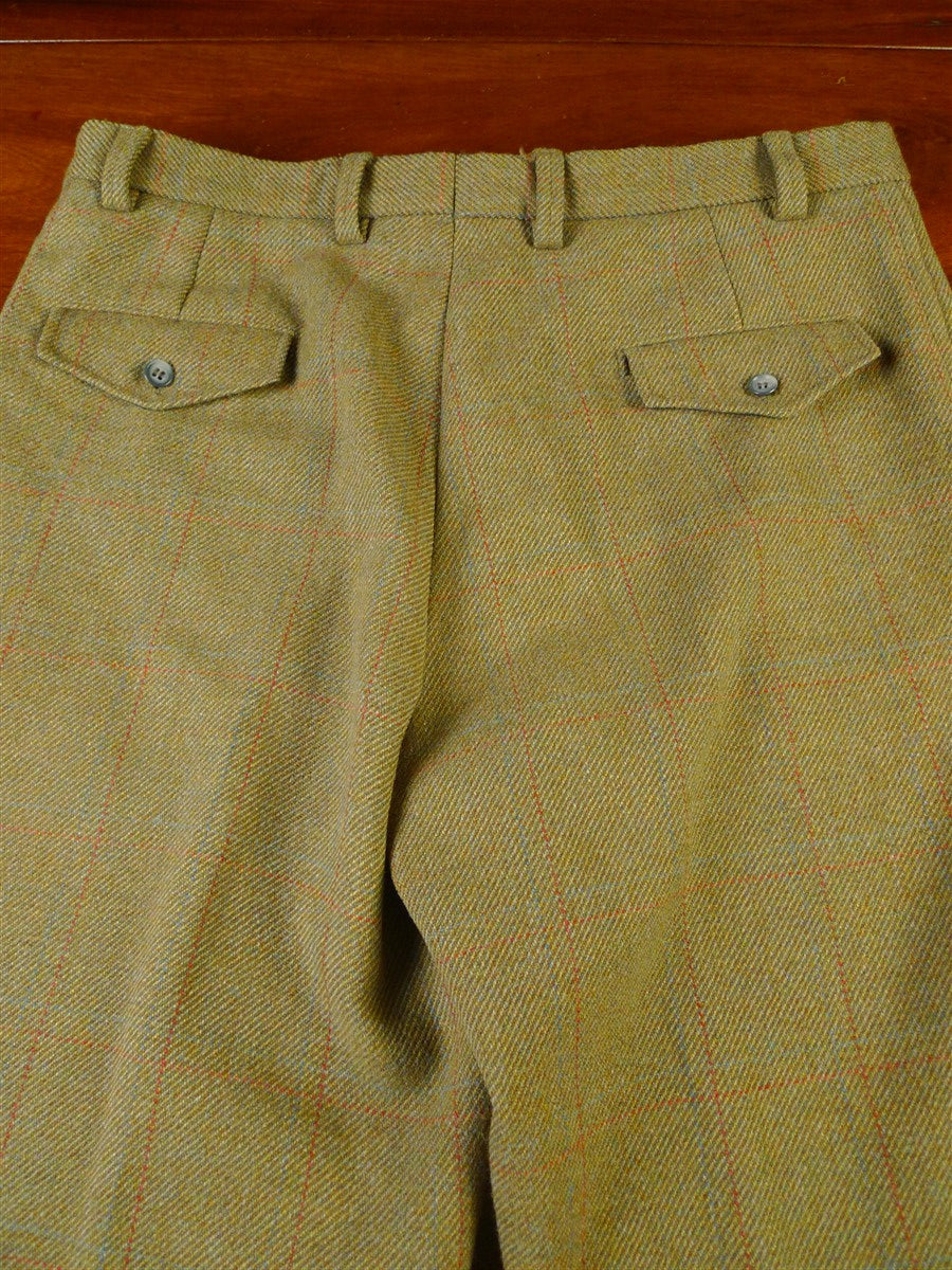 25/0917 immaculate vintage heavyweight green wp check scottish tweed suit 40 short to regular