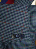 25/0915 near immaculate john g hardy blue gun check sports jacket blazer w/ paisley lining 36 short