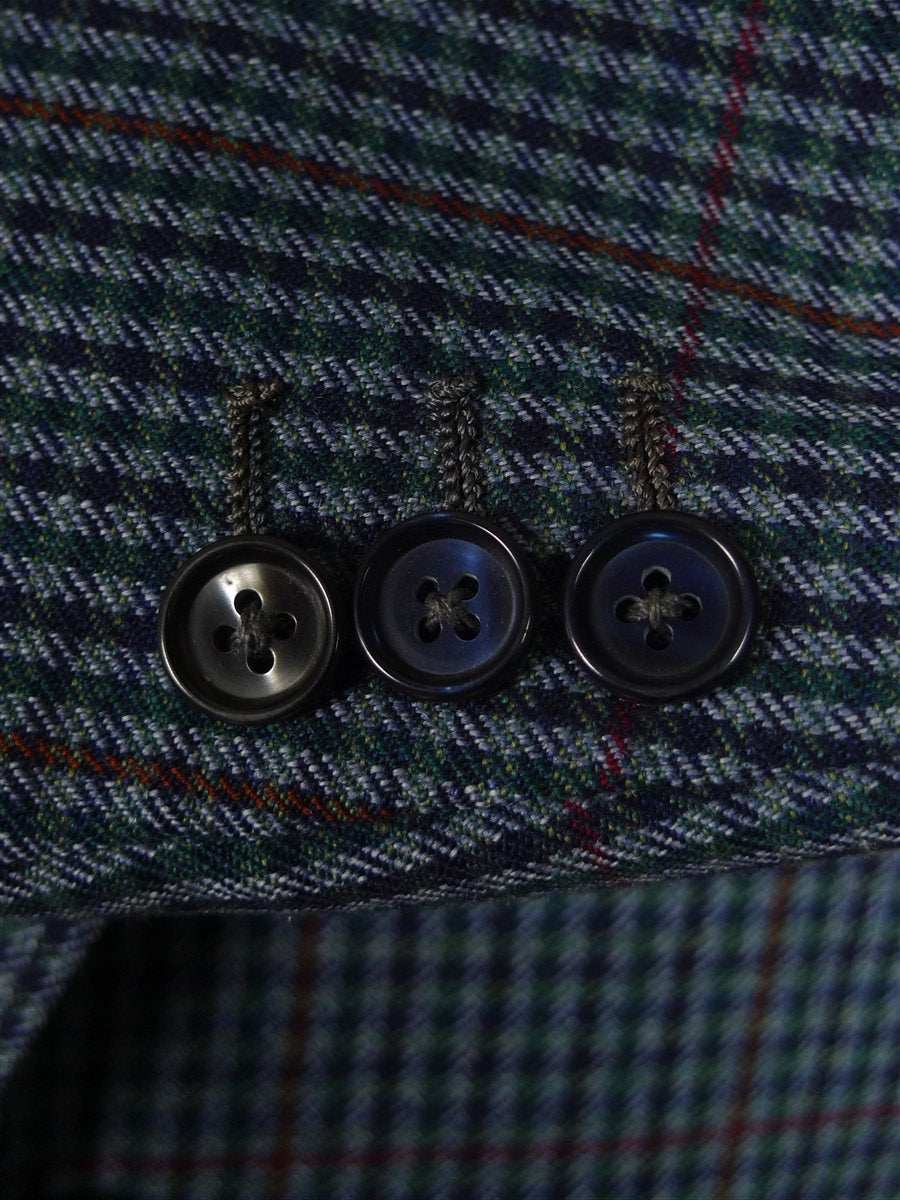 25/0915 near immaculate john g hardy blue gun check sports jacket blazer w/ paisley lining 36 short