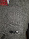 25/0926 immaculate vintage austin reed grey herringbone chesterfield coat w/ velvet collar 38-39 long