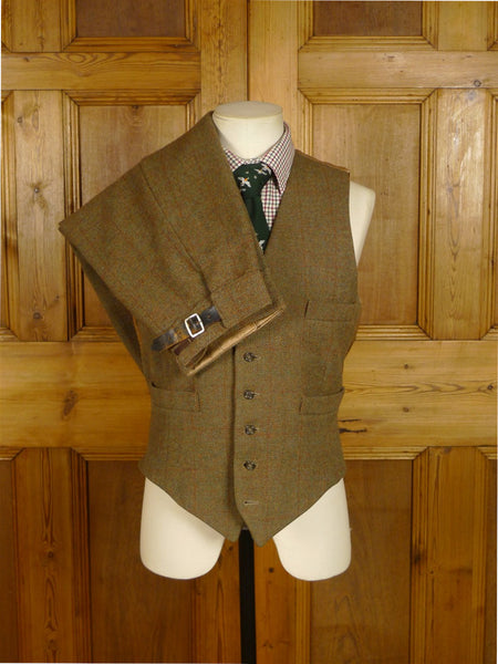 25/0921 vintage lovat green wp check tweed waistcoat & matching breeks 38 regular