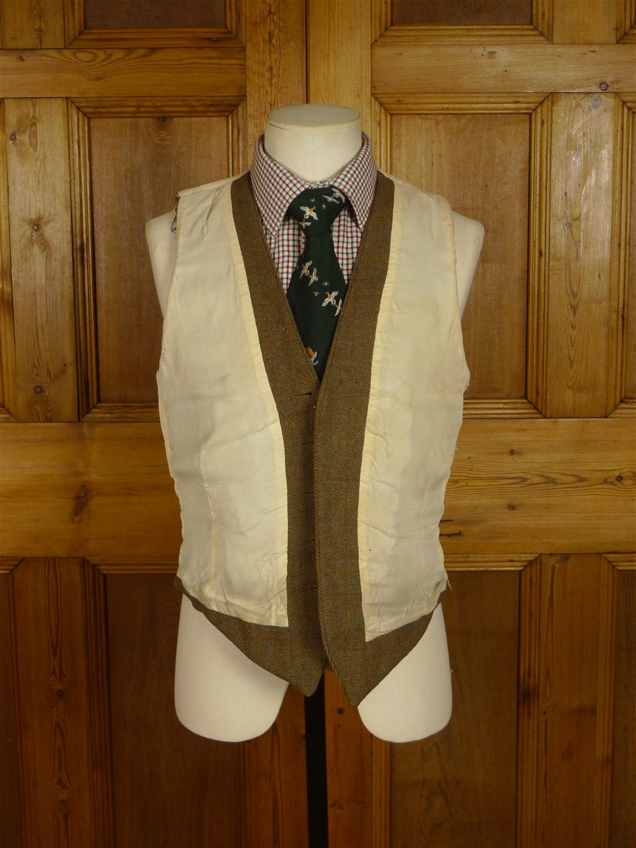 25/0921 vintage lovat green wp check tweed waistcoat & matching breeks 38 regular