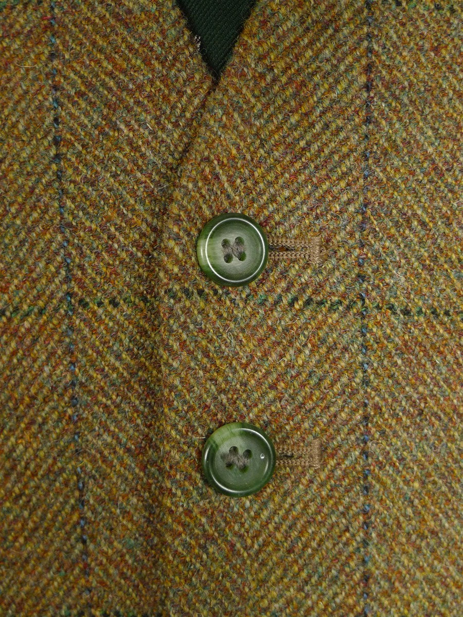 25/0922 immaculate vintage green wp check tweed waistcoat 39 short
