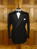 25/0932 near immaculate vintage savile row bespoke black barathea wool / grosgrain silk d/b dinner jacket 44 regular