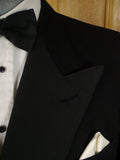 25/0932 near immaculate vintage savile row bespoke black barathea wool / grosgrain silk d/b dinner jacket 44 regular