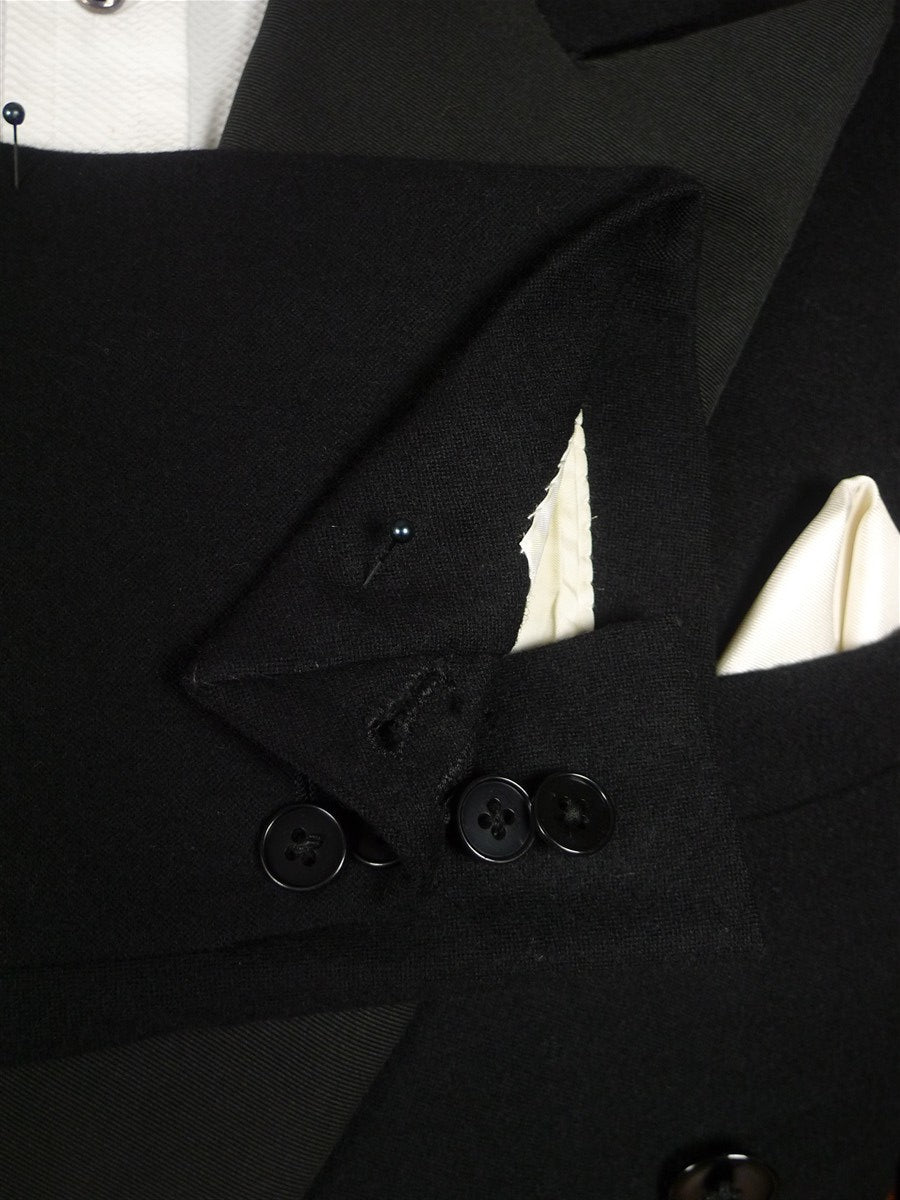 25/0932 near immaculate vintage savile row bespoke black barathea wool / grosgrain silk d/b dinner jacket 44 regular