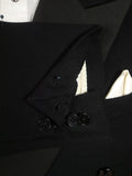 25/0932 near immaculate vintage savile row bespoke black barathea wool / grosgrain silk d/b dinner jacket 44 regular