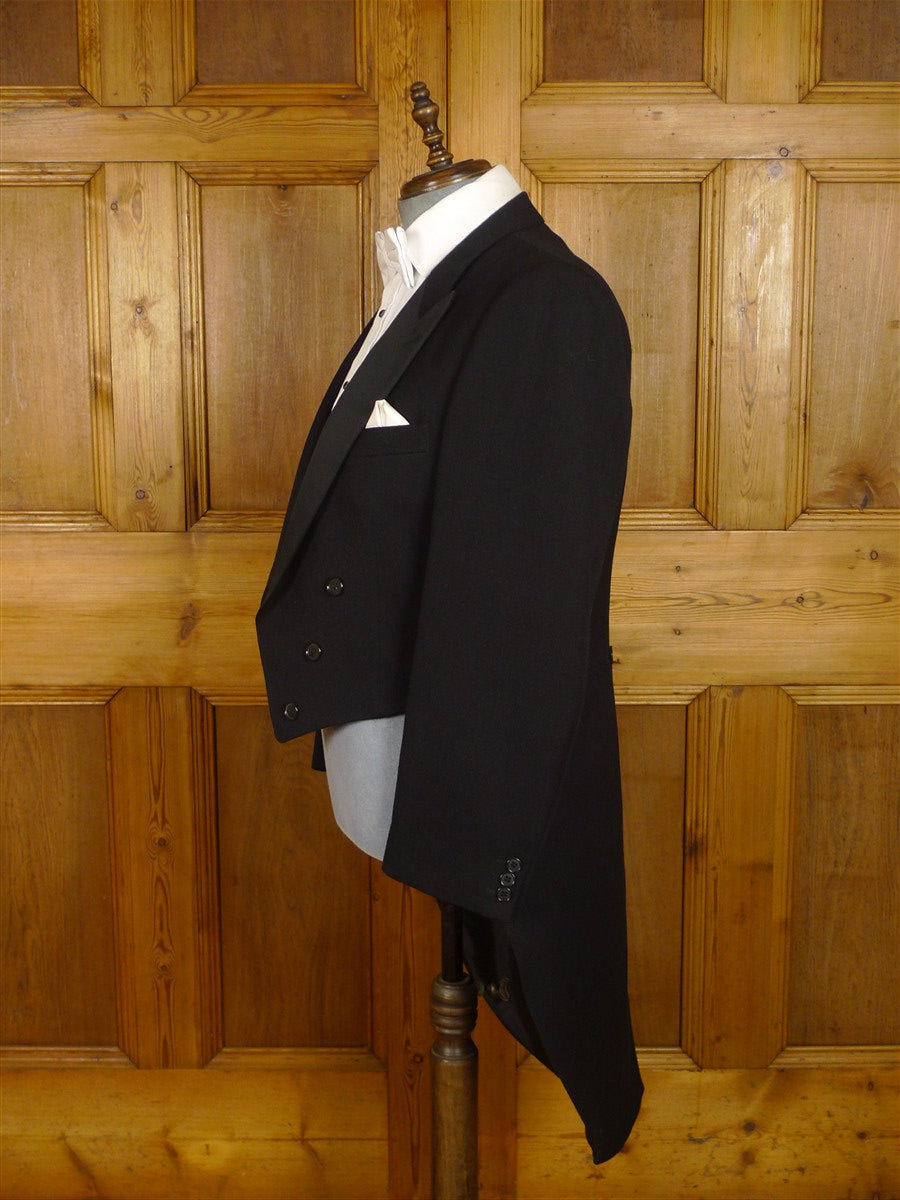 25/0967 immaculate vintage british black barathea wool evening tailcoat 44 short