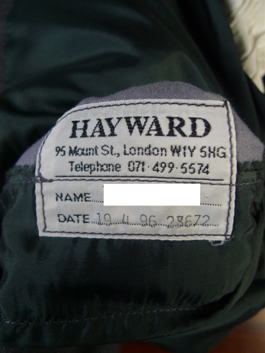 25/0929 immaculate vintage hayward savile row bespoke grey worsted d/b suit 45-46 short