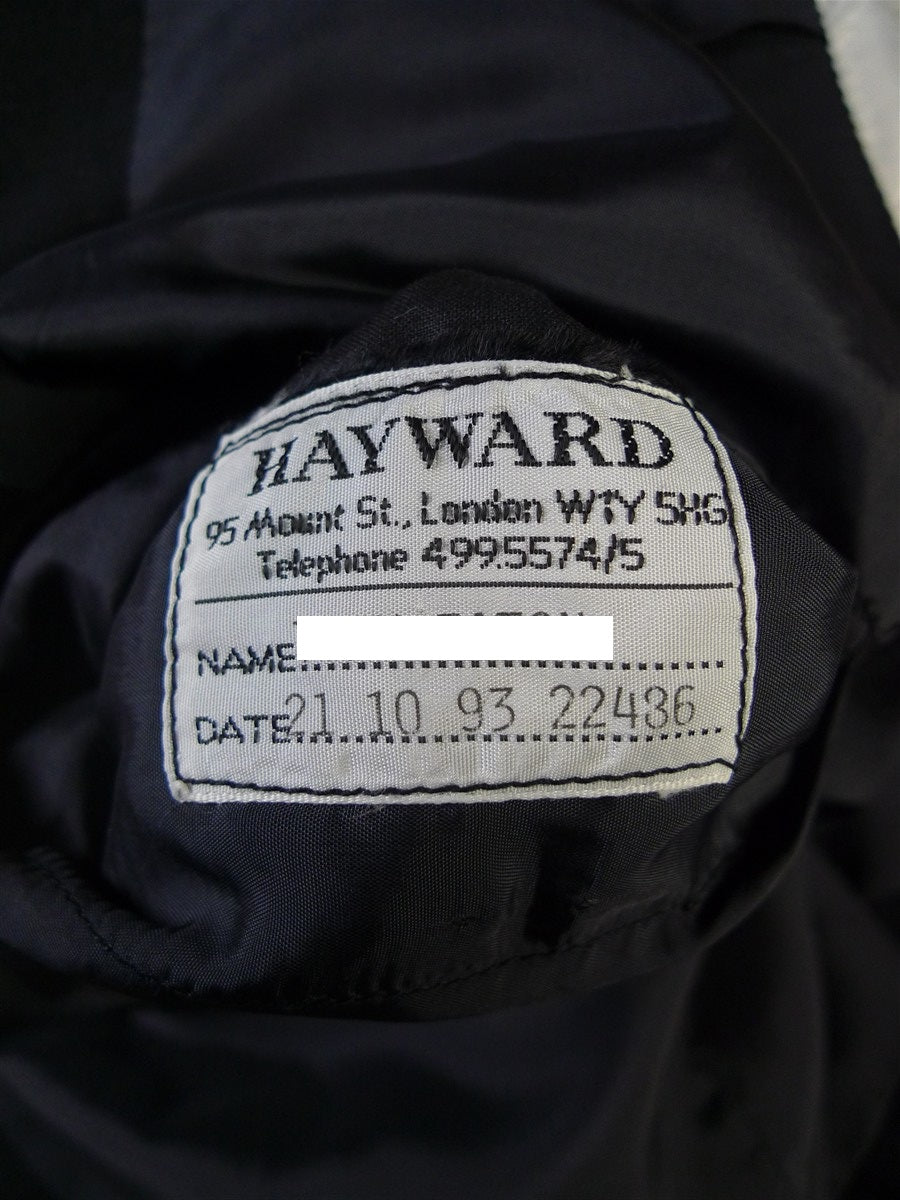 25/0928 immaculate vintage hayward savile row bespoke charcoal grey worsted d/b suit 43 short