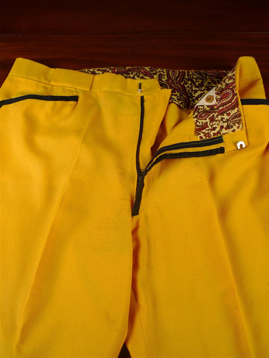 25/0941 wonderful vintage cyrilcastle savile row bespoke yellow gold mohair trouser w/ paisley linings 36-40