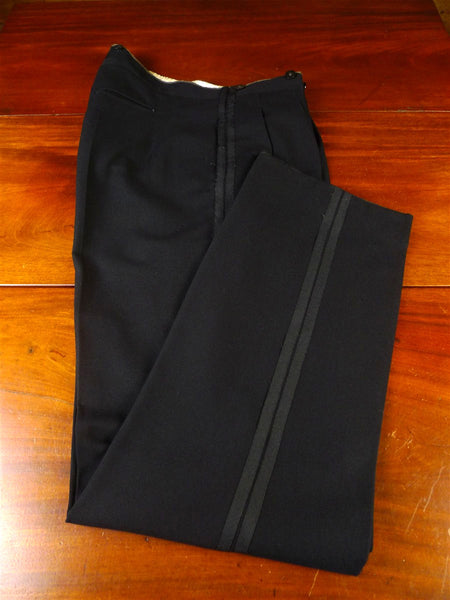 25/0942 genuine 1940s vintage black wool evening trouser for white tie tails 32